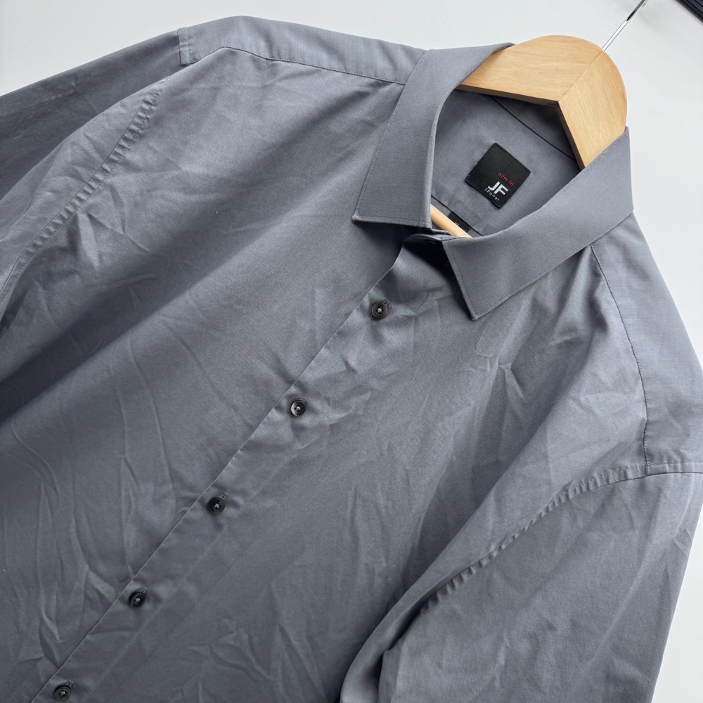 J.Ferrar Button Down Mens XL Gray Slim Fit Long Sleeve Dress Shirt